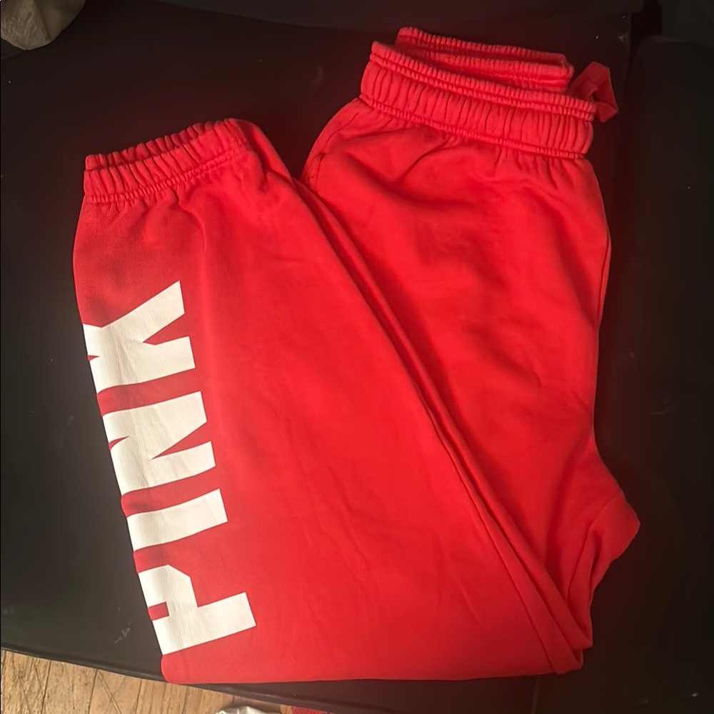 PINK Victoria's Secret Red Sweatpants Relaxed Fit